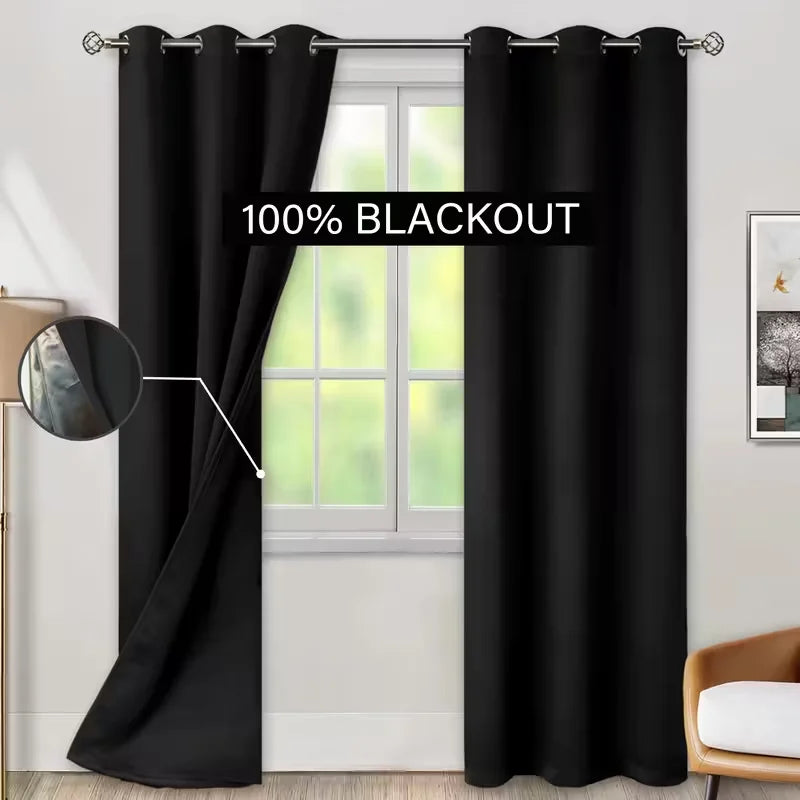 Cortina 100% Blackout (1 Peça) – Proteção Solar, Isolamento Térmico, Redução de Ruído e Privacidade para Quarto e Sala