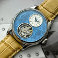 Relógio Merkur 100% Tourbillon masculino com safira, relógio de pulso mecânico de luxo à prova d'água, 42mm