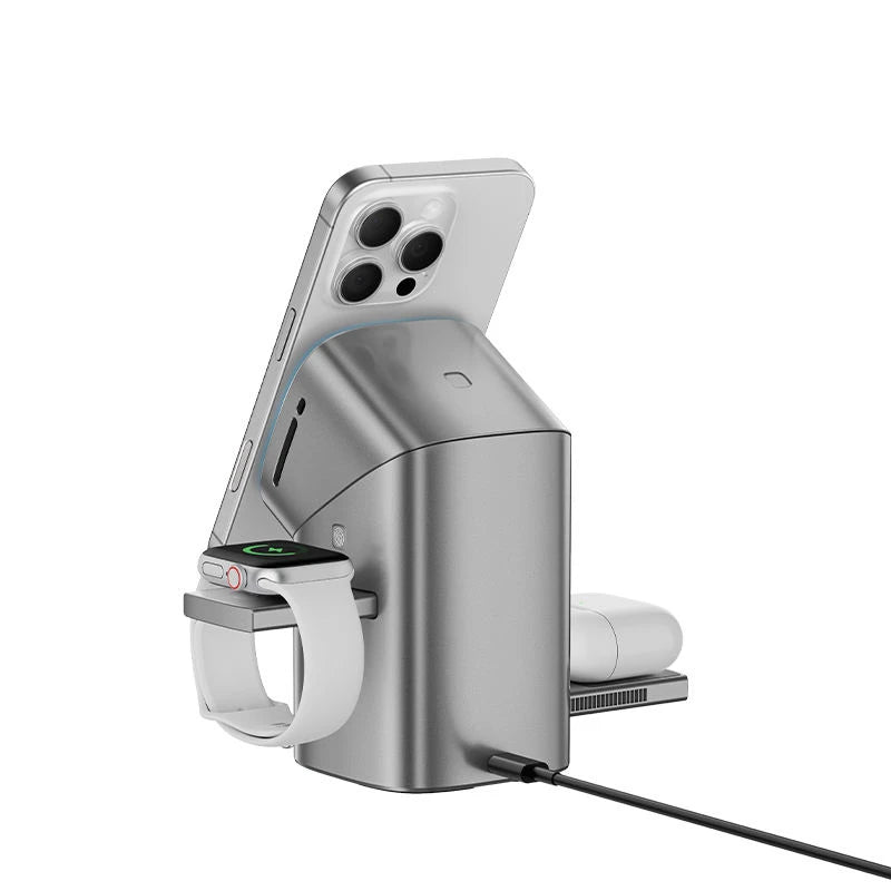 Carregador Sem Fio Magnético Automático Multifuncional 3 em 1 Qi2 2026 para iPhone 17 16 15 14 13 Pro Max, Apple Watch e AirPods
