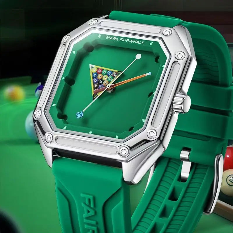 2025 novo relógio original para homem esporte pulseira de silicone à prova dwaterproof água relógio de quartzo moda masculina design de bilhar relógio de pulso verde menino