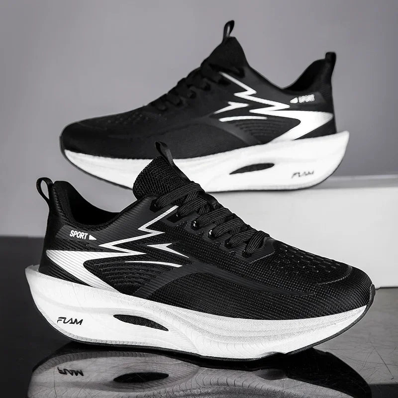 Tênis Esportivo Casual Masculino 2026 Respirável Leve para Corrida ao Ar Livre em Malha Preta e Tênis de Caminhada Feminino