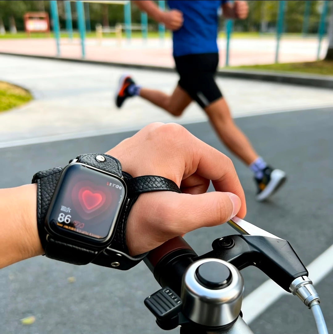 Pulseira esportiva exclusiva para ciclismo ao ar livre, pulseira de couro para apple watch, série 11/10/9 40mm 41mm 42mm 44mm 45mm 46mm