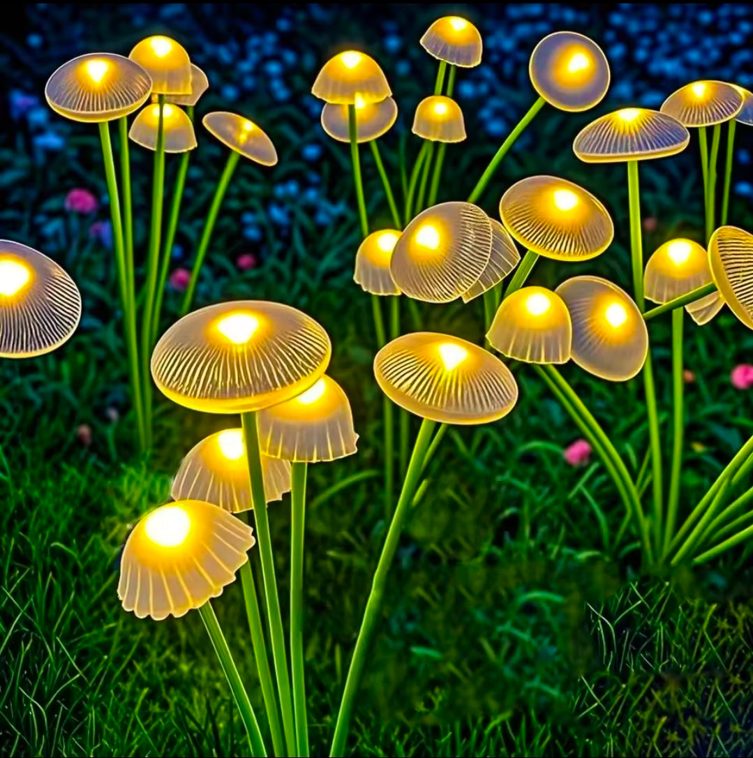 Luzes solares de jardim, modo duplo, led, cogumelo, à prova d'água, decoração, quintal, pátio, caminho, água-viva para ambiente de jardim