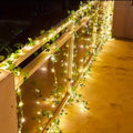 50/100LED Luzes de fada verdes com folhas de hera artificiais movidas a energia solar com 8 modos para decoração de Natal de casamento de jardim