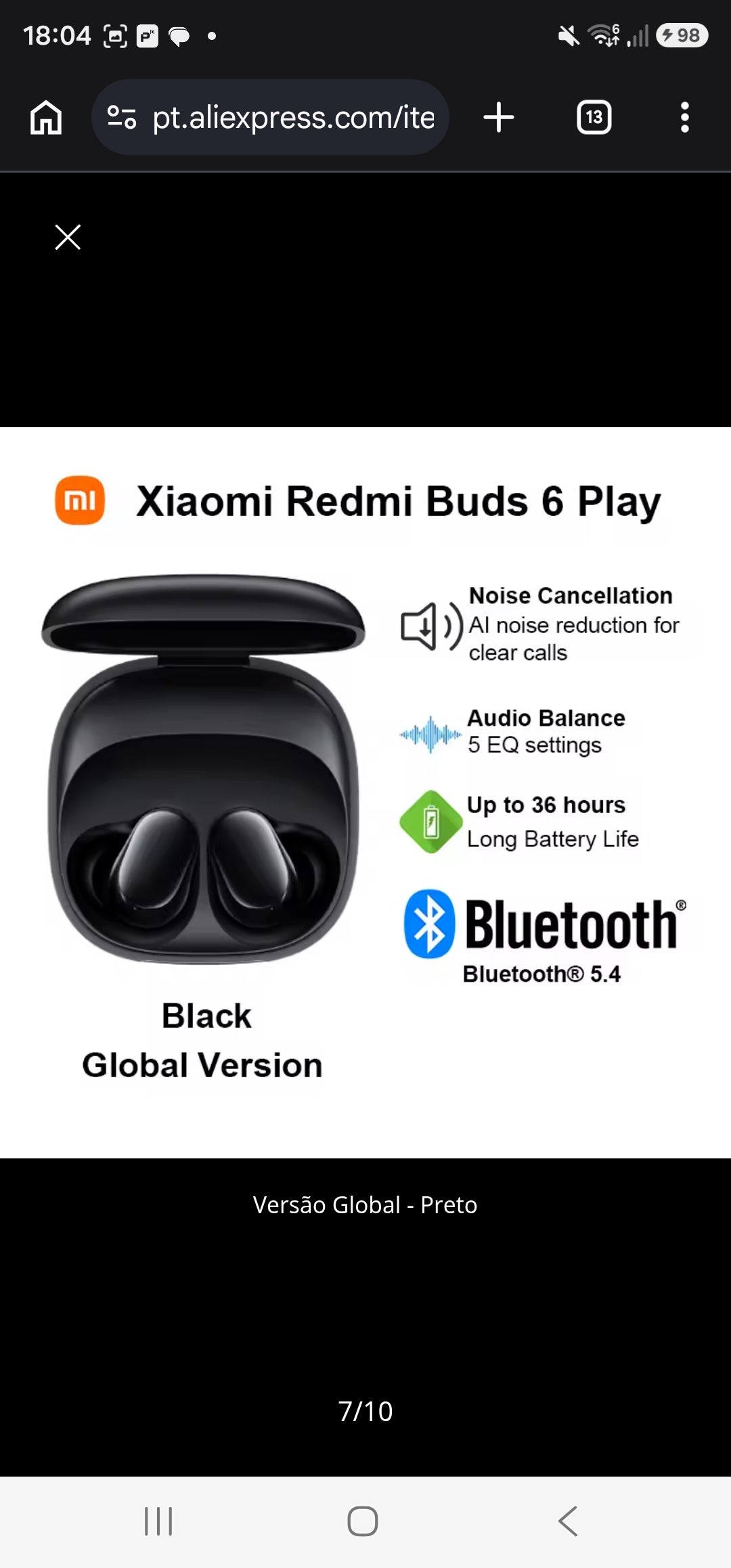 Xiaomi redmi buds 6 play fone de ouvido sem fio bluetooth