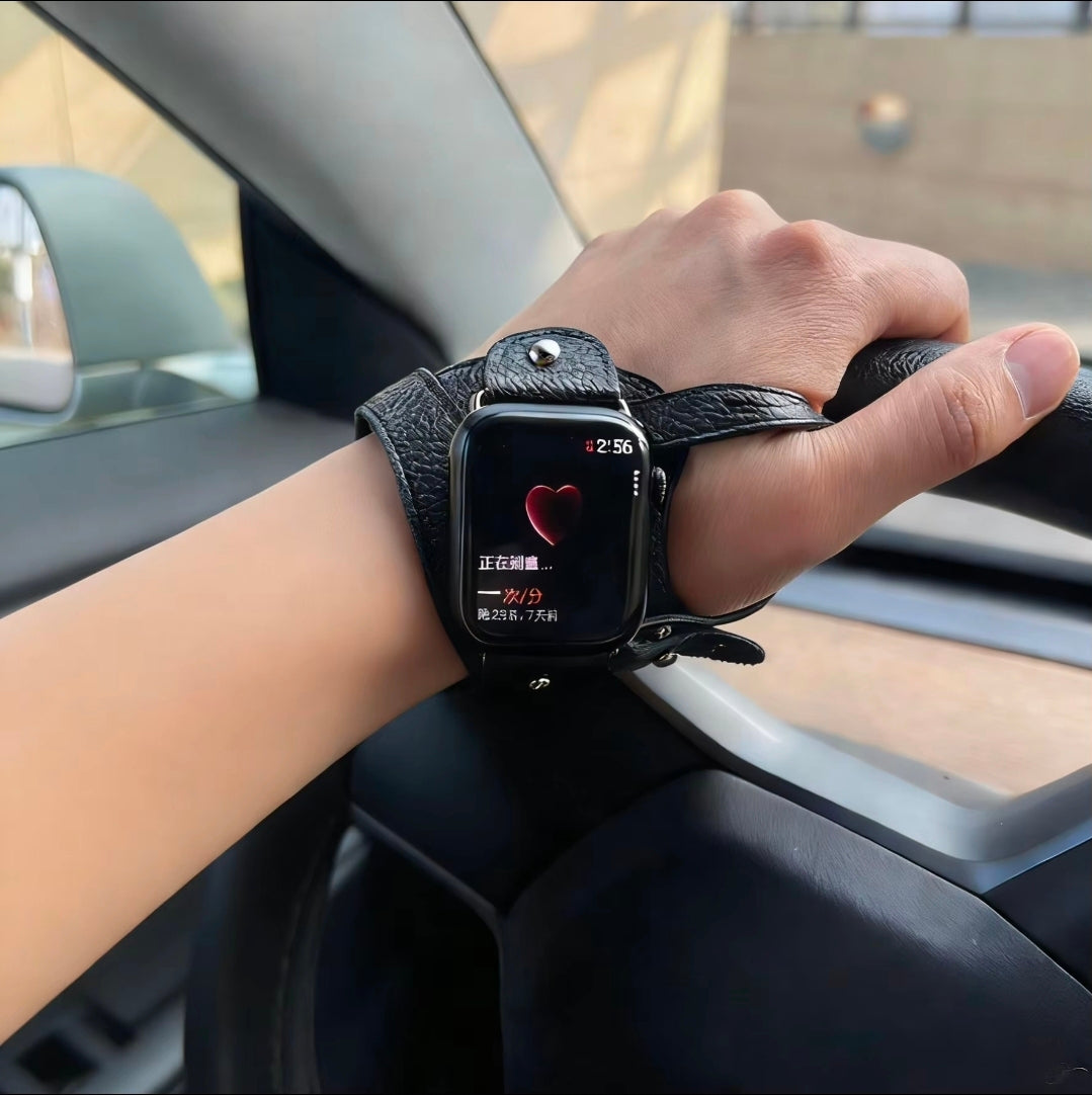 Pulseira esportiva exclusiva para ciclismo ao ar livre, pulseira de couro para apple watch, série 11/10/9 40mm 41mm 42mm 44mm 45mm 46mm