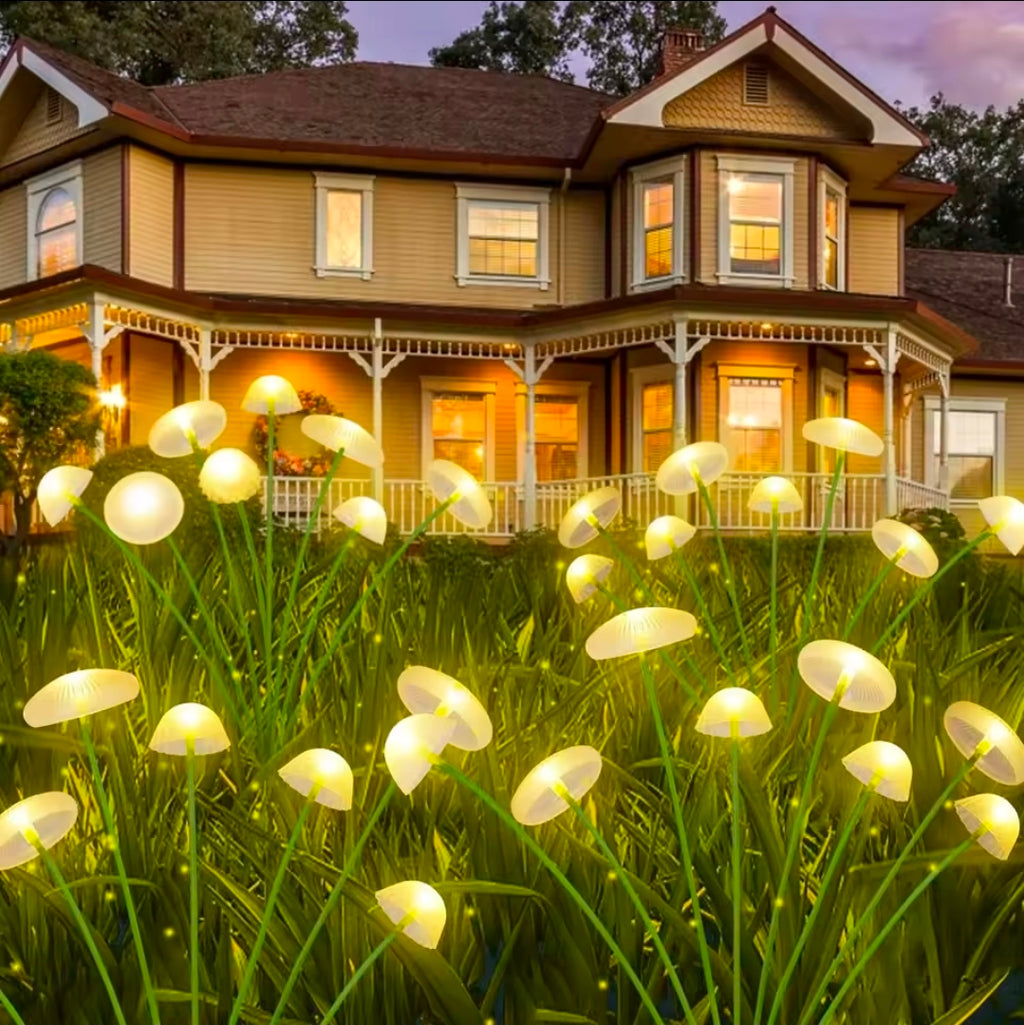 Luzes solares de jardim, modo duplo, led, cogumelo, à prova d'água, decoração, quintal, pátio, caminho, água-viva para ambiente de jardim