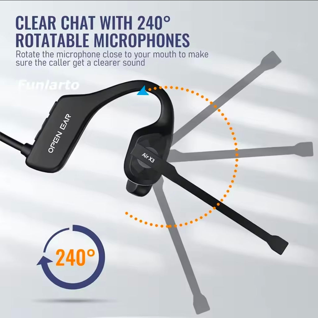 Fone de ouvido Bluetooth aberto, fones de ouvido Bluetooth com microfone