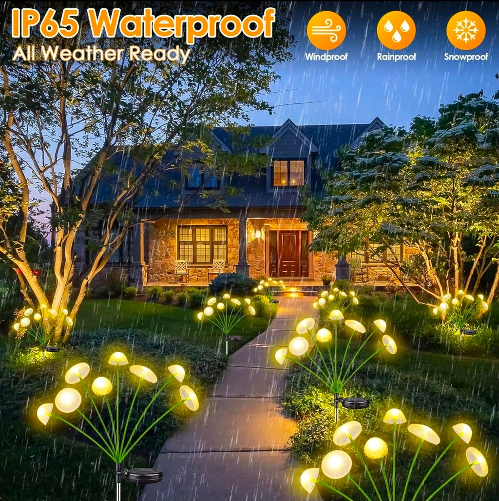 Luzes solares de jardim, modo duplo, led, cogumelo, à prova d'água, decoração, quintal, pátio, caminho, água-viva para ambiente de jardim