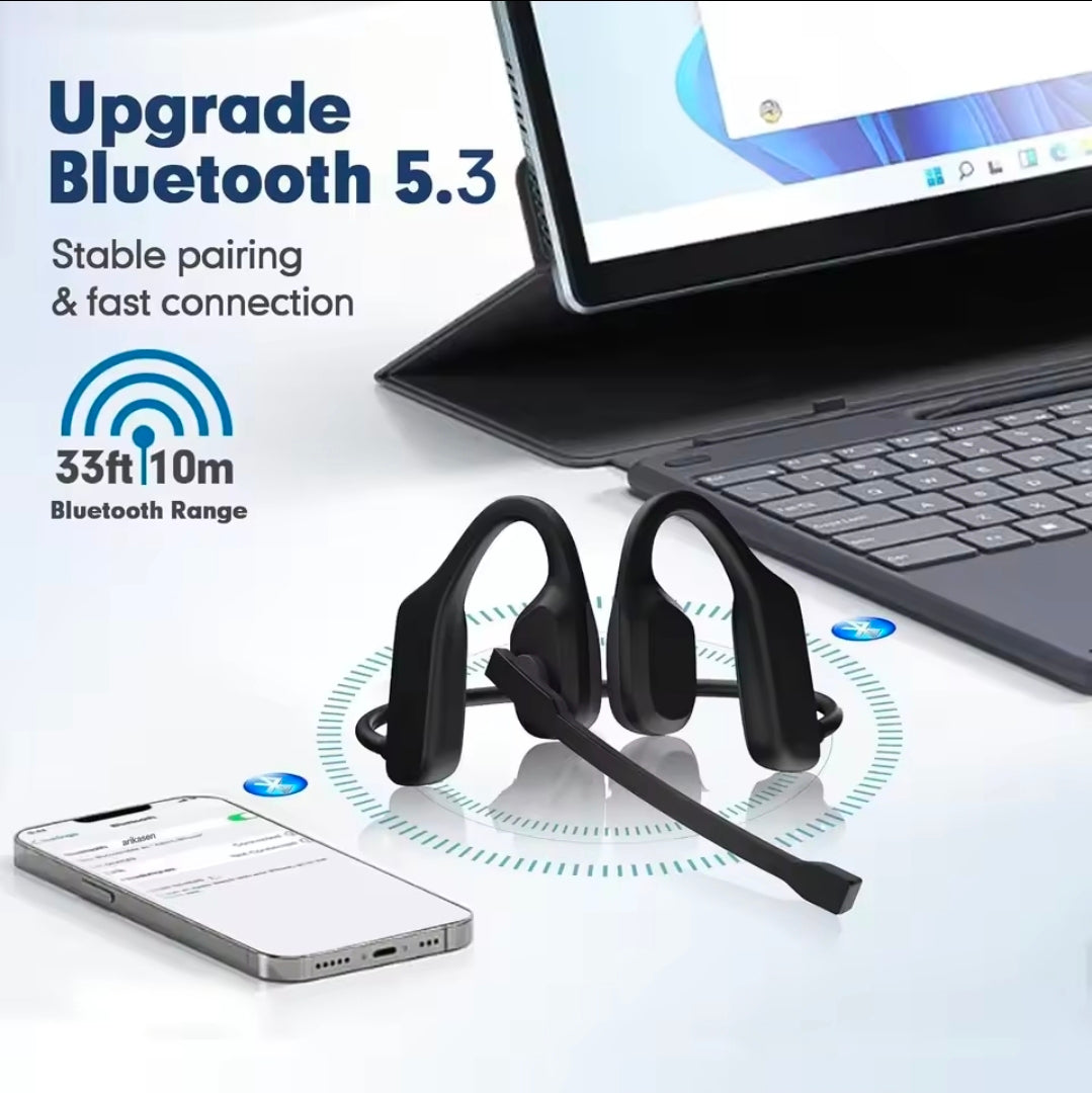 Fone de ouvido Bluetooth aberto, fones de ouvido Bluetooth com microfone