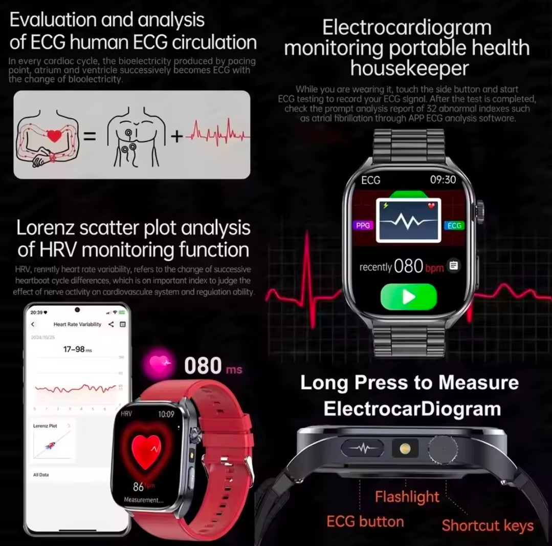 Novo Smartwatch de Saúde com IA 2026: Detecção Precisa de ECG, Pressão Arterial, Lipídios e Análise de Ácido Úrico, Chamada Bluetooth