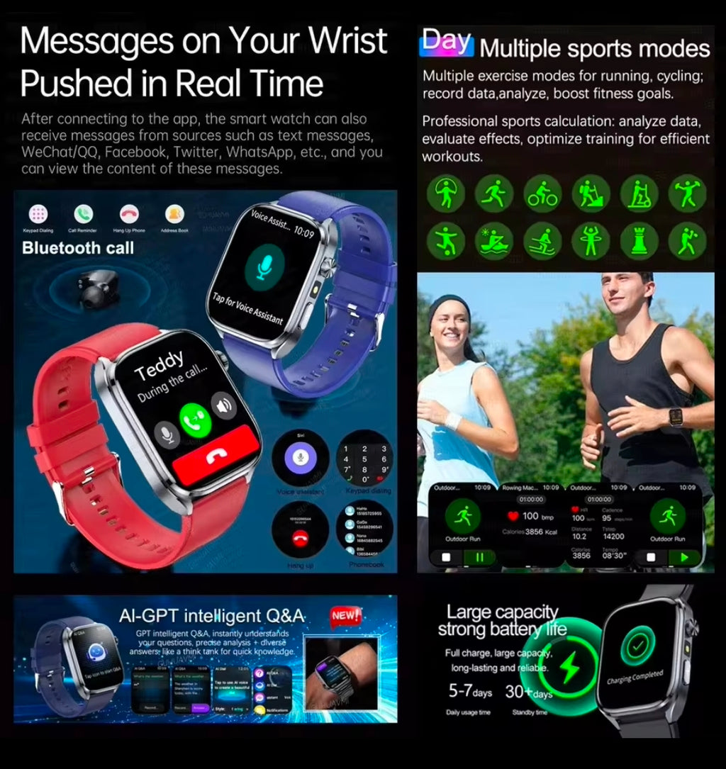 Novo Smartwatch de Saúde com IA 2026: Detecção Precisa de ECG, Pressão Arterial, Lipídios e Análise de Ácido Úrico, Chamada Bluetooth