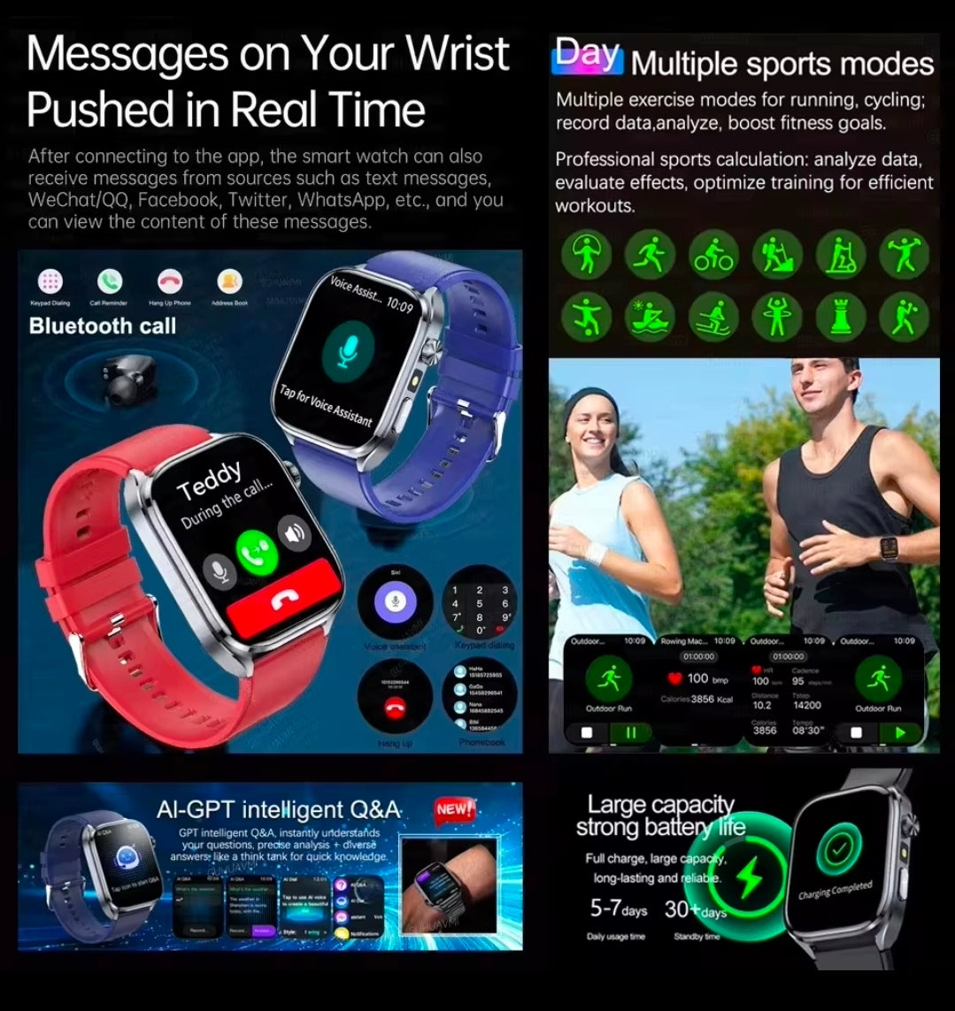 Novo Smartwatch de Saúde com IA 2026: Detecção Precisa de ECG, Pressão Arterial, Lipídios e Análise de Ácido Úrico, Chamada Bluetooth