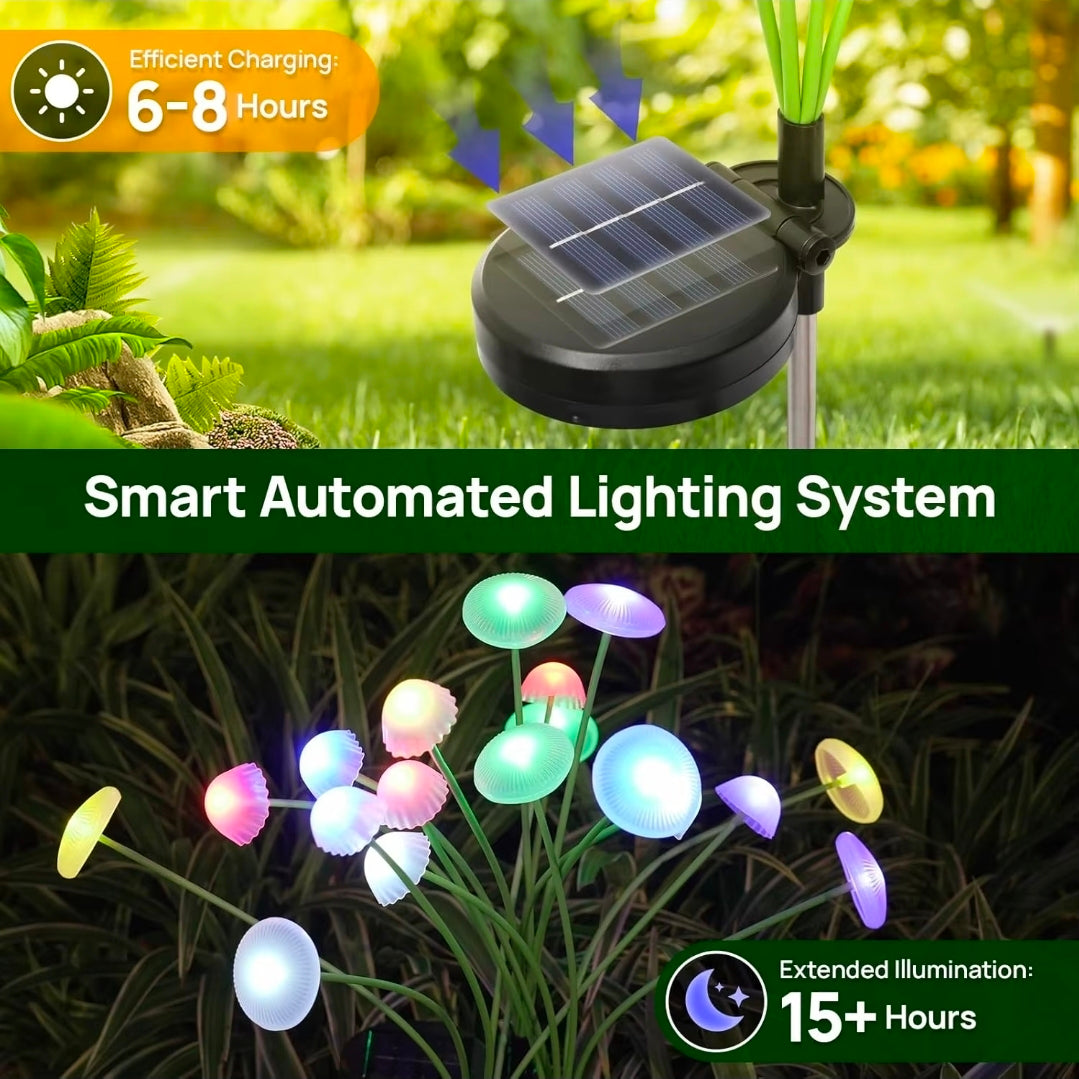 Luzes solares de jardim, modo duplo, led, cogumelo, à prova d'água, decoração, quintal, pátio, caminho, água-viva para ambiente de jardim